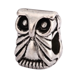 5 x Cute Owl King Charms Beads Antique Silver Tone European Charm Beads  #MEC-23